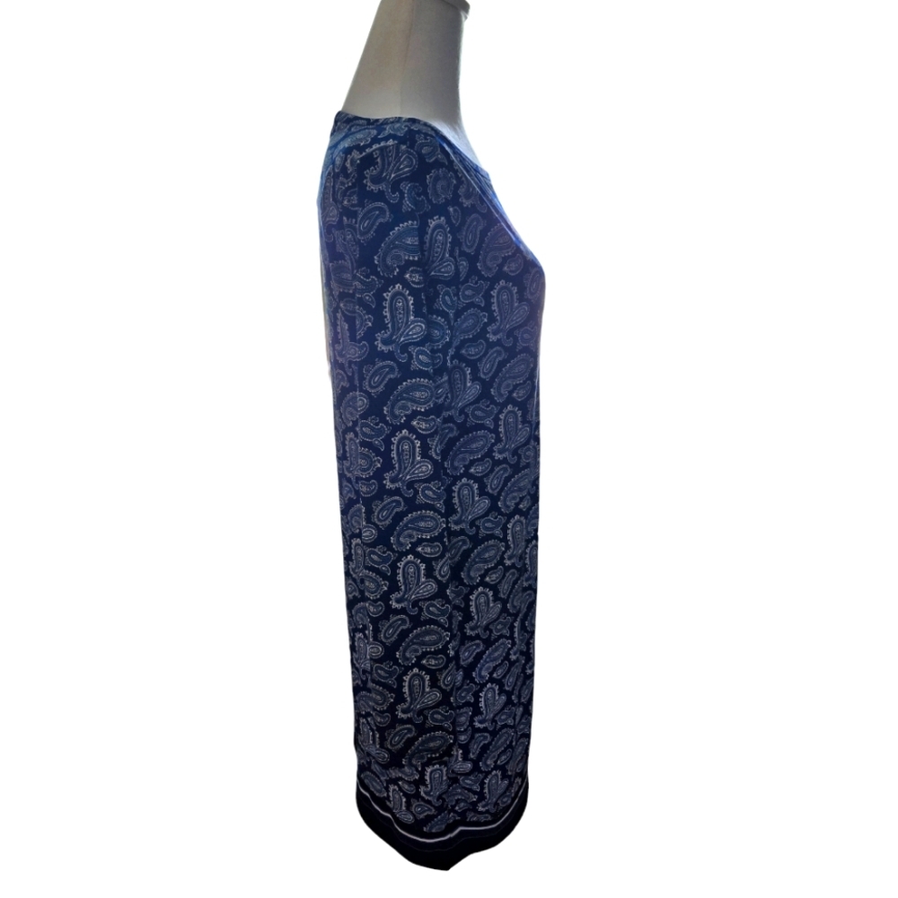 Michael Kors Paisley Print Shift Dress Stretch Navy Size Medium NWT - Picture 2 of 6